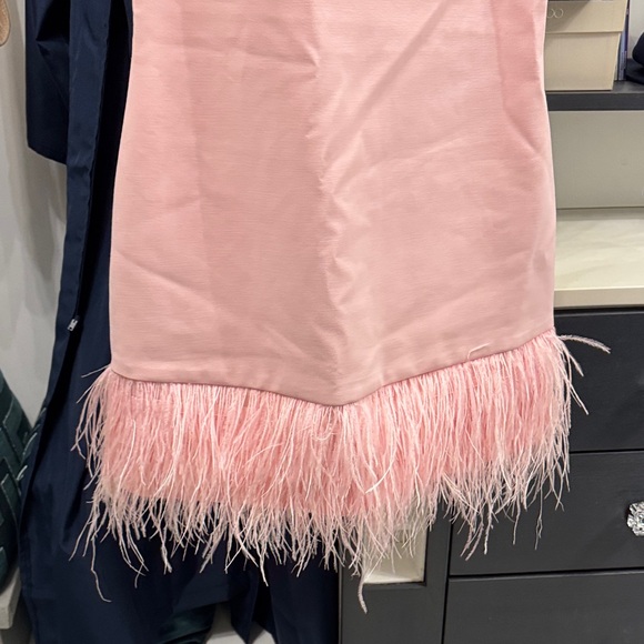 NEW Likely Mariany Pink Feather Hem Mini Cocktail Dress 6 - Picture 6 of 8